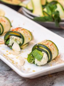 Vegan Zucchini Rolls with Herbed Cashew Ricotta Mint-and Avocado Recipe