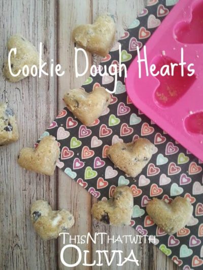 Cookie Dough Hearts with baking sheet