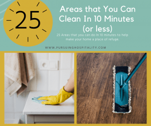 Areas that to clean in 10 minutes