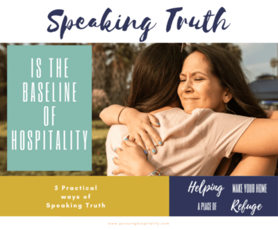 Speaking Truth is the Baseline of Hospitality two ladies hugging